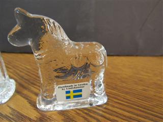 VT LINDSHAMMAR HANDMADE CRYSTAL HORSE COLLECTION SET OF 6 SWEDEN